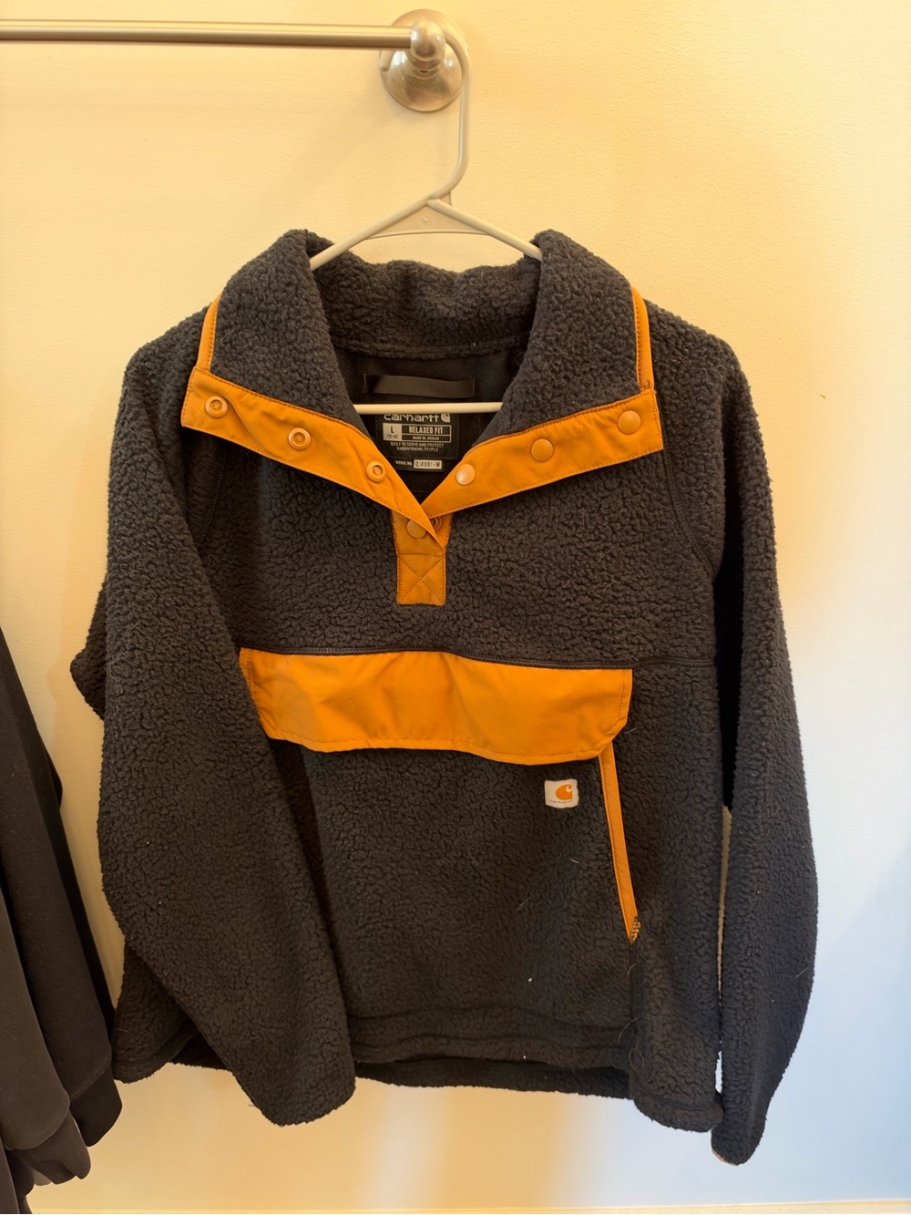 Carhartt Women’s Black Sherpa Pullover with Gold Trim